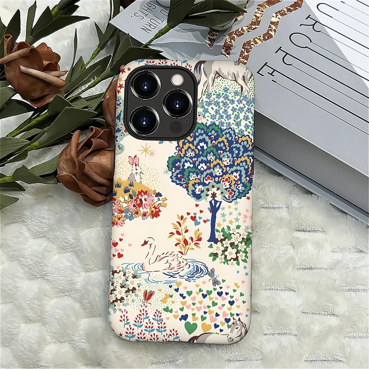 For Iphone 16 Pro Max Case Matte 2-In-1 6.7Inch With Soft Tpu+Hard Pc Anti Drop Shock-Absorbing Horse Rabbit Duck Protective Pho